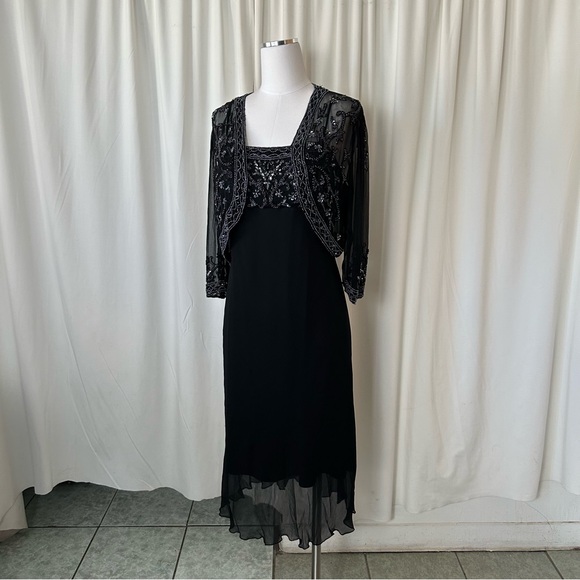 Vintage Y2K Sténay beaded 2 piece 100% Silk evening Dress size 14. - Picture 6 of 13